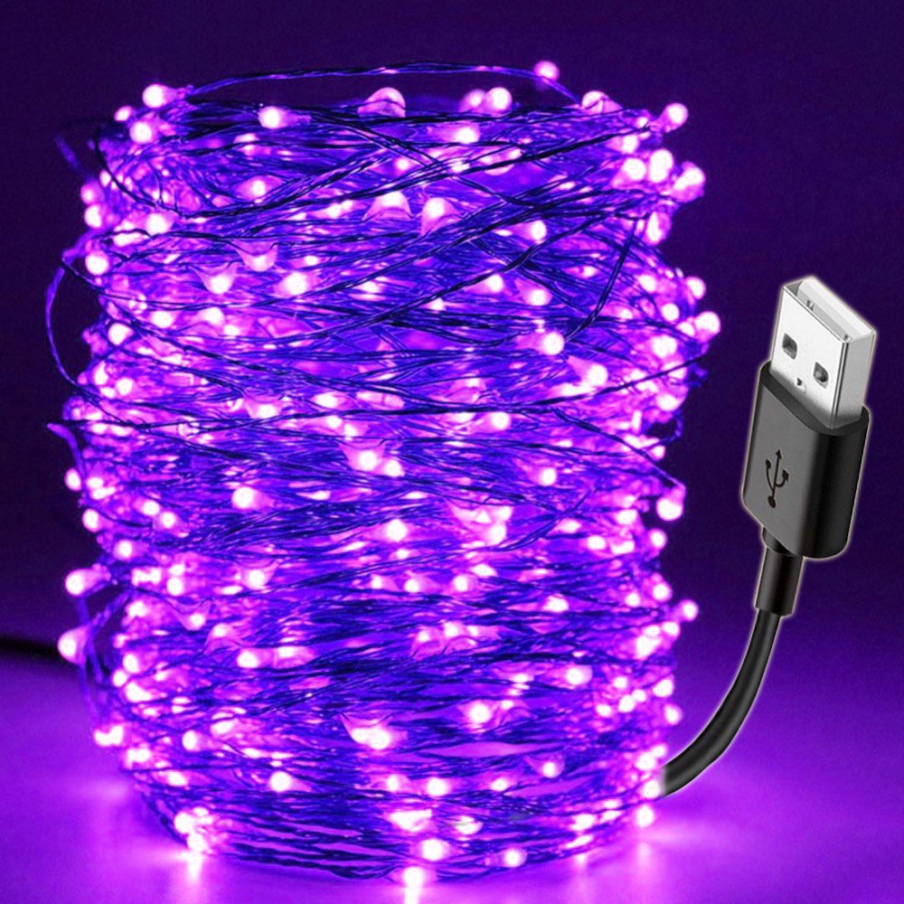 10M 100LED UV String Light USB Christmas Halloween Party Waterproof DIY