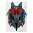 thumbnail image 3 of Ambesonne Tribal Tablecloth Rectangular Table Cover, Wolf Animal Theme, 52"x70", Teal White and Red, 3 of 4