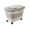 thumbnail image 3 of Pet Dog Cat Food Storage Container Dispenser Organizer with Wheels Rice Case Khaki, 3 of 8