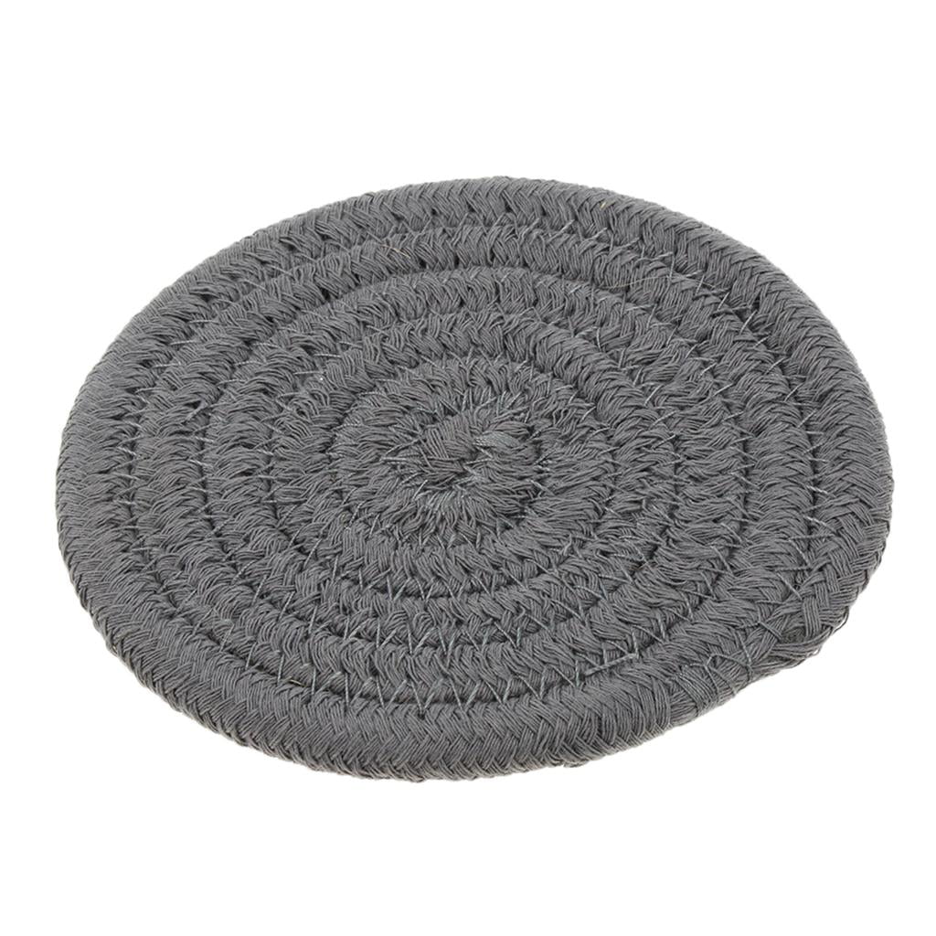 38cm Table Cotton Placemats and 11cm Coaster Woven Round Placemats Set of 8 Gray Dining Table Heat Resistant Washable Table Mats for Kitchen 