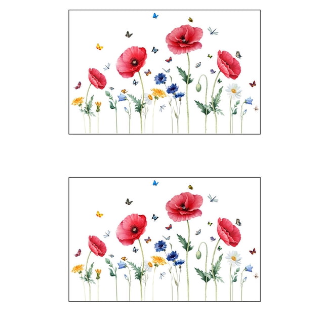 Billuyoard 2 uds calcomanías de flores pegatinas de pared papel tapiz visible extraíble oficina de negocios dormitorio hogar sala de estar Decoración del hogar