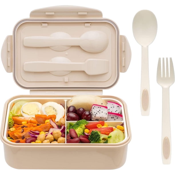 leyfeng Fiambrera Bento para niños con cuchara y tenedor - Tamaño duradero para