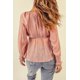 thumbnail image 1 of ABPHQTO Blusa de mujer rosa texturizada con peplum y lazo en la parte delantera, 1 of 5