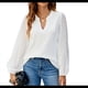 thumbnail image 2 of Blusas Elegantes e Informales para Mujer, con Mangas Largas Transparentes y Cuello en V, Holgadas y Vaporosas de para el Trabajo y la Oficina. M, 2 of 9