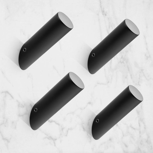 PinesC Black Wall Hooks Matte Black Towel Hook Modern Robe Hooks SUS 304 Stainless Steel Heavy Duty Hook for Bathroom Entryway Bedroom Coat Key Mudroom Garage, Wall Mounted 4 Pack