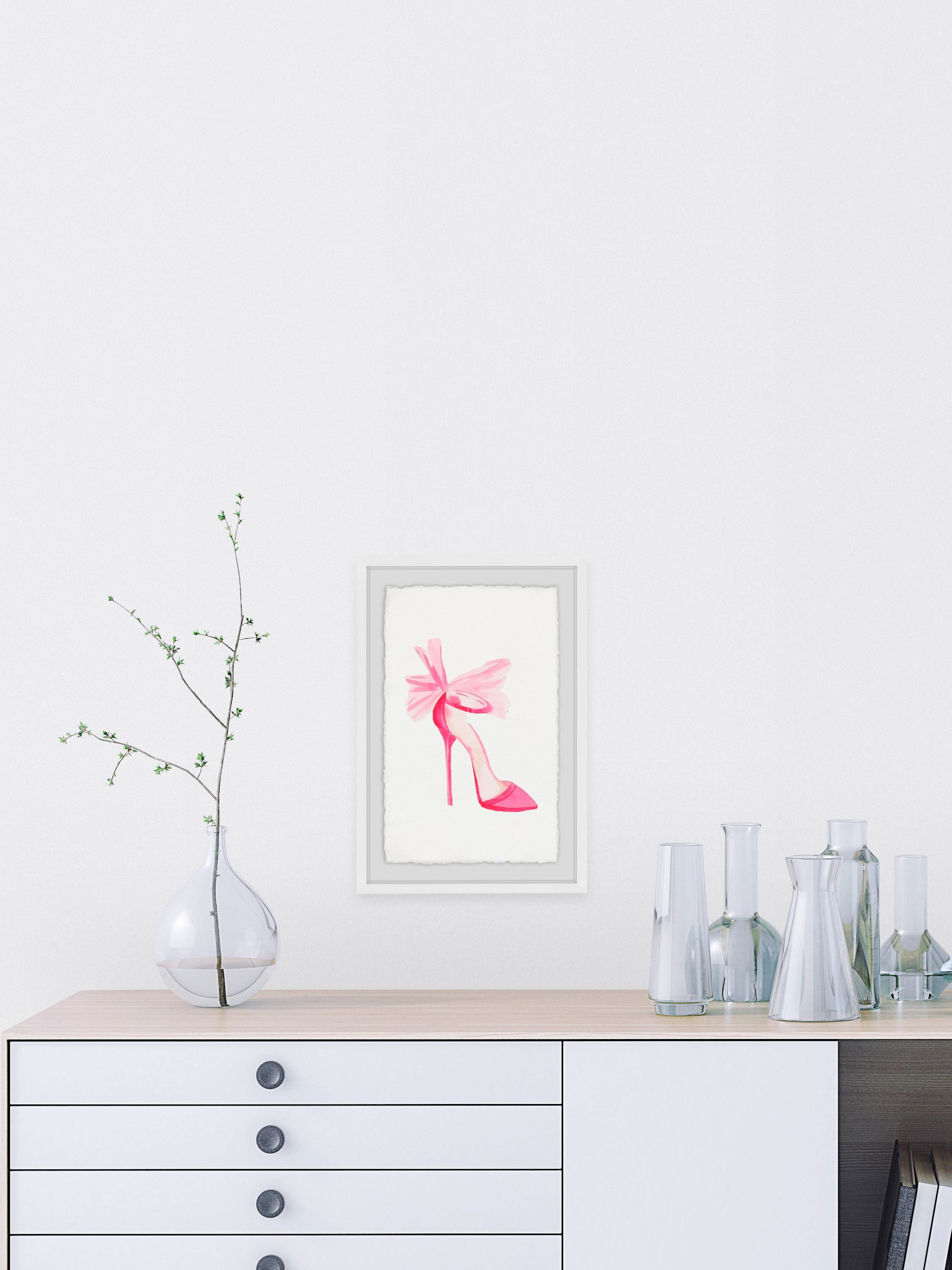 Pink High Heels Framed Painting Print