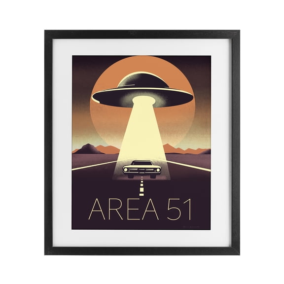 Stupell Industries Eclectic Abduction On The Road Black Framed Print Under Glass, 13 x 16, by Omar Escalante