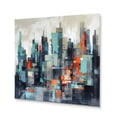 thumbnail image 2 of Designart "City in Simplicity in Green and Grey" Minimalims City Metal Art Print, 2 of 5