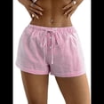 thumbnail image 1 of Pantalones Cortos de Playa de Verano con Cintura con Cordón y Estampado de Rayas para Mujer. Rayas Rosas M, 1 of 10