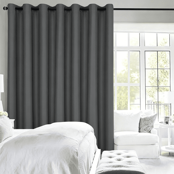 XWZO Room Divider Curtains 100"W x 84"L for Bedroom Living Room, Extra Wide Thermal Blackout Curtains for Patio Sliding Glass Door, Grommet, 1 Panel, Dark Grey