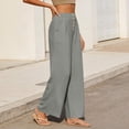 thumbnail image 5 of cocolona Womens Summer Casual Palazzo Pants Elastic Button Waist Straight Wide Leg Beach Trousers with Pockets, 5 of 5