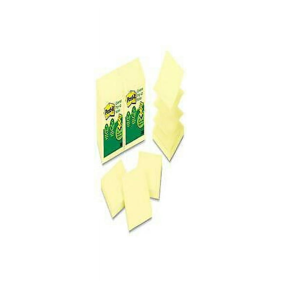 1PK Recycled Pop-up Notes, 3 x 3, Canary Yellow, 100-Sheet, 12/Pack