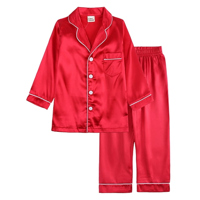 Gubotare Ensembles de Pyjama pour Filles Little Pyjamas pour Grandes Filles Pyjamas à Manches Longues PJs Pyjamas (Rouge, 8-9 Ans)