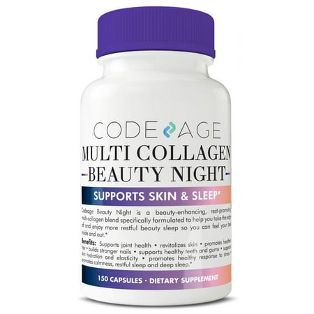 Multi-Collagen Pills Beauty + Sleep Formula - 150 Count - Grass-Fed Collagen Type I, II, III, V, X and Pure Sleep – Melatonin, Magnesium Glycinate, 5-HTP,