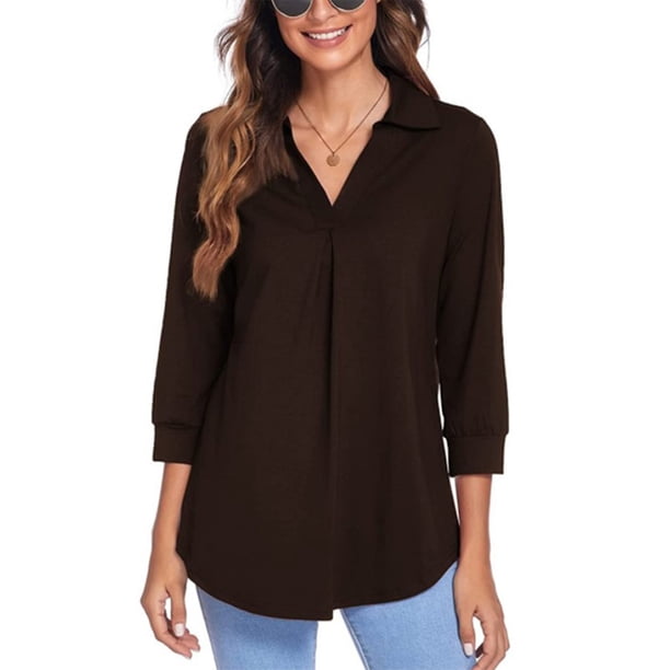 Sexy Dance Top de mujer con manga 3/4 y blusa holgada con cuello en V