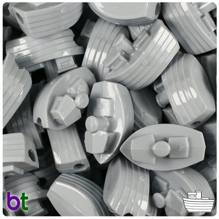 Grey Pony - BeadTin Grey Opaque 25mm Boat Pony Beads (24pcs)