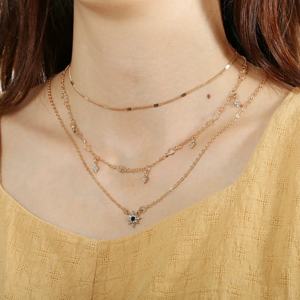 Gold Layering Necklaces  Chain necklace outfit, Fancy jewelry