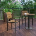 thumbnail image 4 of Flash Furniture Finch Commercial Grade Patio Chair with Arms, Stackable Side Chair with Faux Teak Poly Slats and Metal Frame, Natural/Gray, 4 of 12