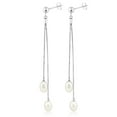 thumbnail image 2 of Gem Stone King 925 Sterling Silver Cultured Freshwater Pearl Drop Dangle Long Earrings for Women (Pearl Size: 7-7.5MM, Length: 3 inch), 2 of 4
