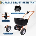 thumbnail image 3 of Walk Behind Broadcast Spreader, 70LBS Capacity Fertilizer Spreader with Adjustable Flow Control & 0–10FT Spreading Width, Garden & Lawn Seed Spreader, 3 of 7