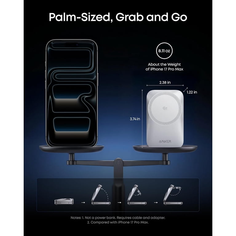 Anker Prime 3-in-1 Wireless Charging Station, Foldable, White