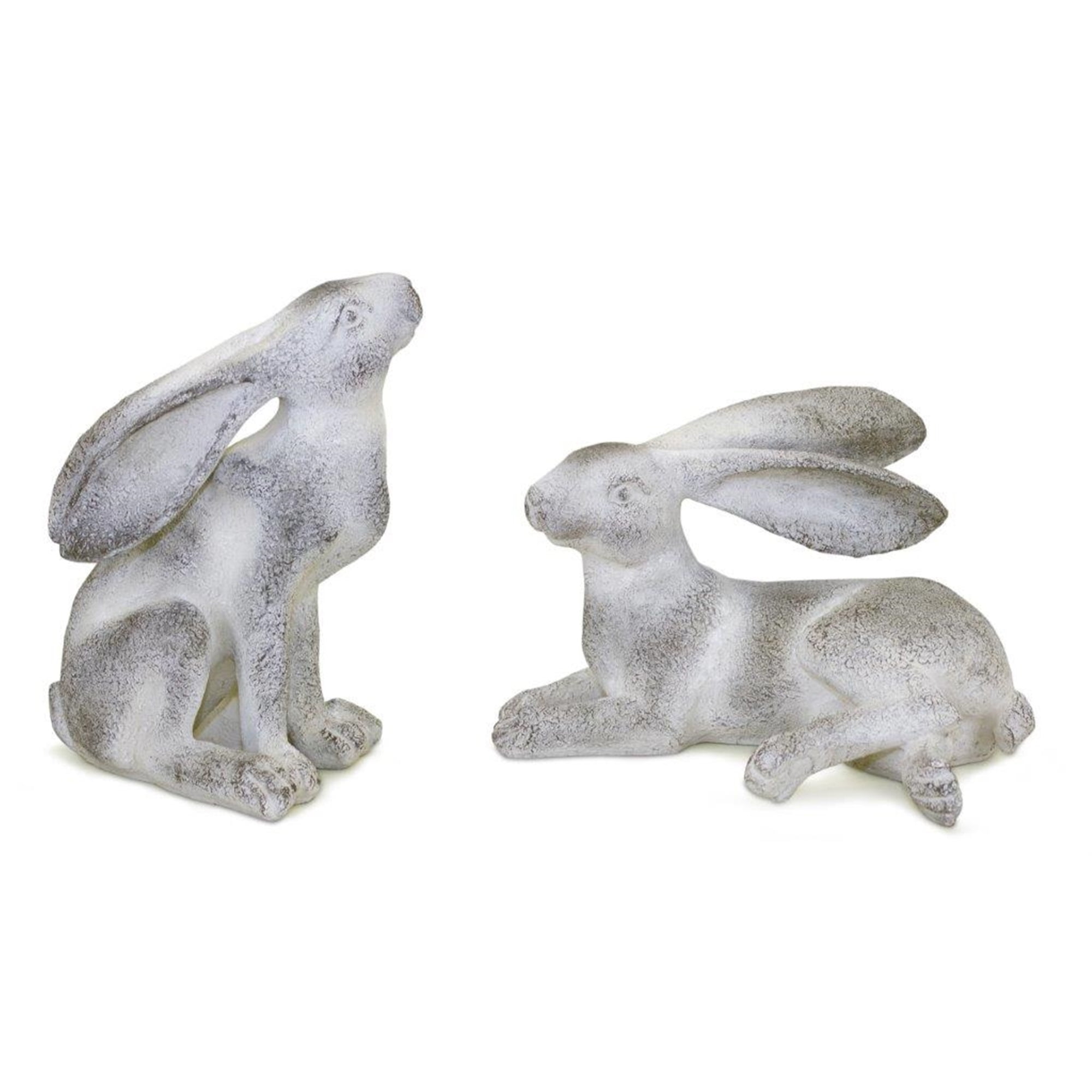 Rabbit (Set of 2) 12"L x 7.5"H, 6.5"L x 11.75"H Resin