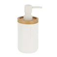 thumbnail image 5 of Pure Matte White Soap Dispenser with Natural Bamboo Top - Polyresin Liquid Pump, Modern Bathroom Accessory, 5 of 7