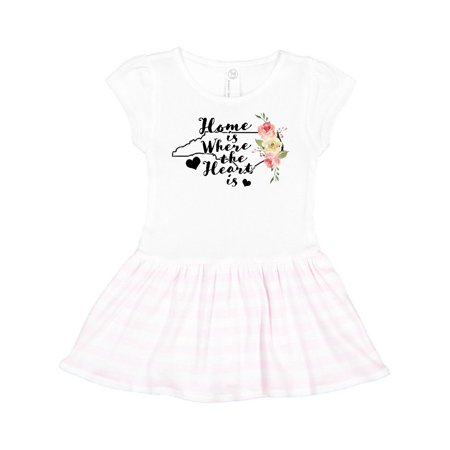 

Inktastic North Carolina Home is Where the Heart is with Watercolor Gift Toddler Girl Dress