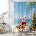 thumbnail image 6 of Coastal Christmas Shower Curtain, Waterproof Shower Curtains for Bathroom, Santa Claus Xmas Tree Sandy Beach Washable Fabric Bathtub Curtain Set Bath Decor with 12 Hooks Stall 36"x72", 6 of 6
