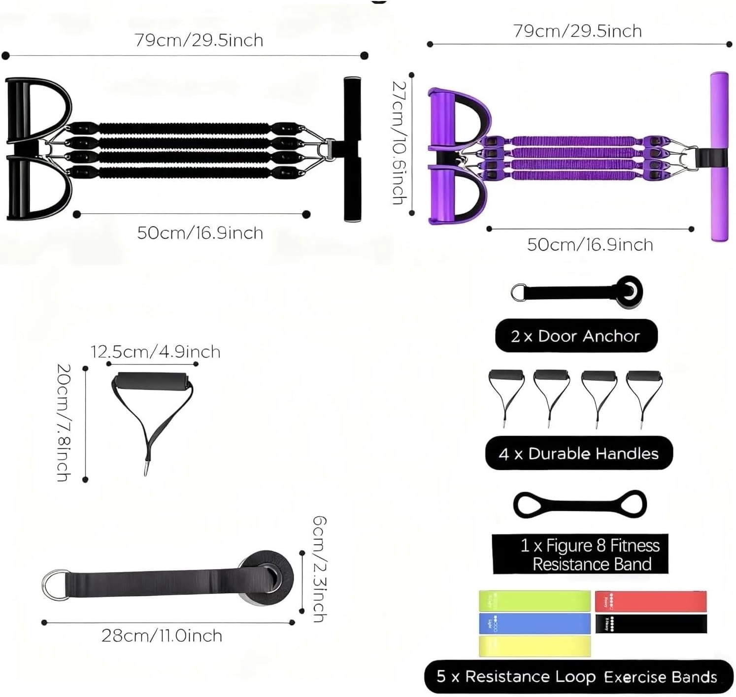 Resistance Bands Handles Adjustable Resistance Bands with Handles and Pedals for Home Workouts Strength Training