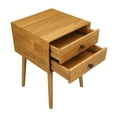 thumbnail image 6 of Leptis Mid-Century 2-Drawer Solid Wood Side Table, Light Oak, 6 of 9