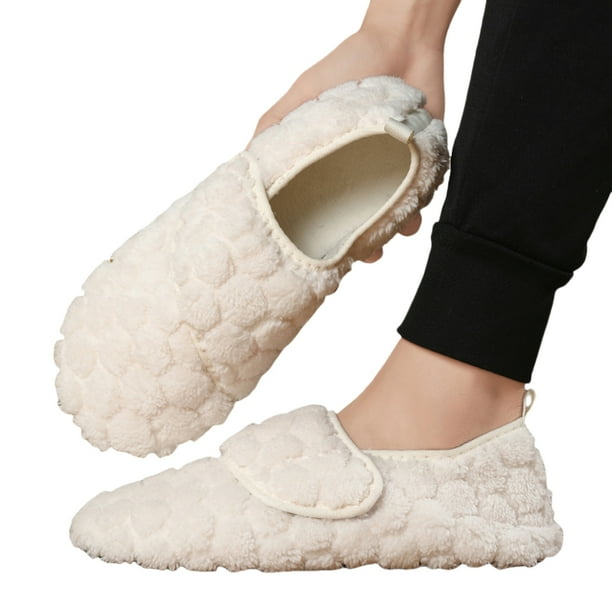 Pantuflas peludas WDOplteas para casa ajustables hombres y mujeres 46-47 color blanco