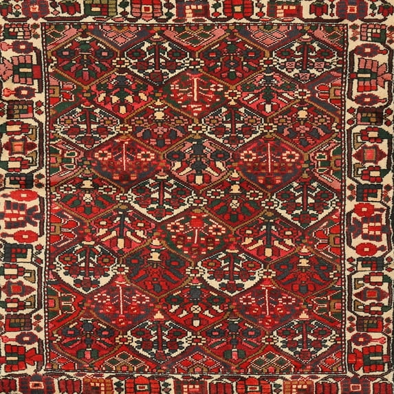 Ahgly Company Indoor Square Traditional Red Persian Area Rugs, 5' Square