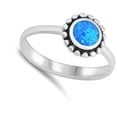 thumbnail image 4 of CHOOSE YOUR COLOR Blue Simulated Opal Boho Bali Sun Flower Ring .925 Sterling Silver Band CZ Female Size 6, 4 of 4