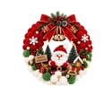 thumbnail image 2 of Santa Pom Pom Christmas Wreath, Traditional Christmas Front Door Wreath, Velvet Bow & Golden Bells, Indoor Winter Seasonal Home Decoration, 2 of 6
