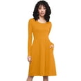 thumbnail image 2 of Made by Johnny Women's Comfy Casual Long Sleeve Flowy Dresses Loose Plain Dress with Pockets S MUSTARD, 2 of 6