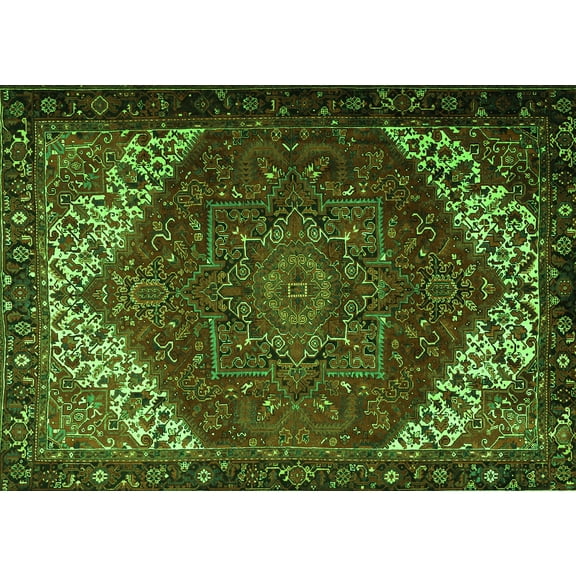 Ahgly Company Indoor Rectangle Persian Green Traditional Area Rugs, 5' x 7'