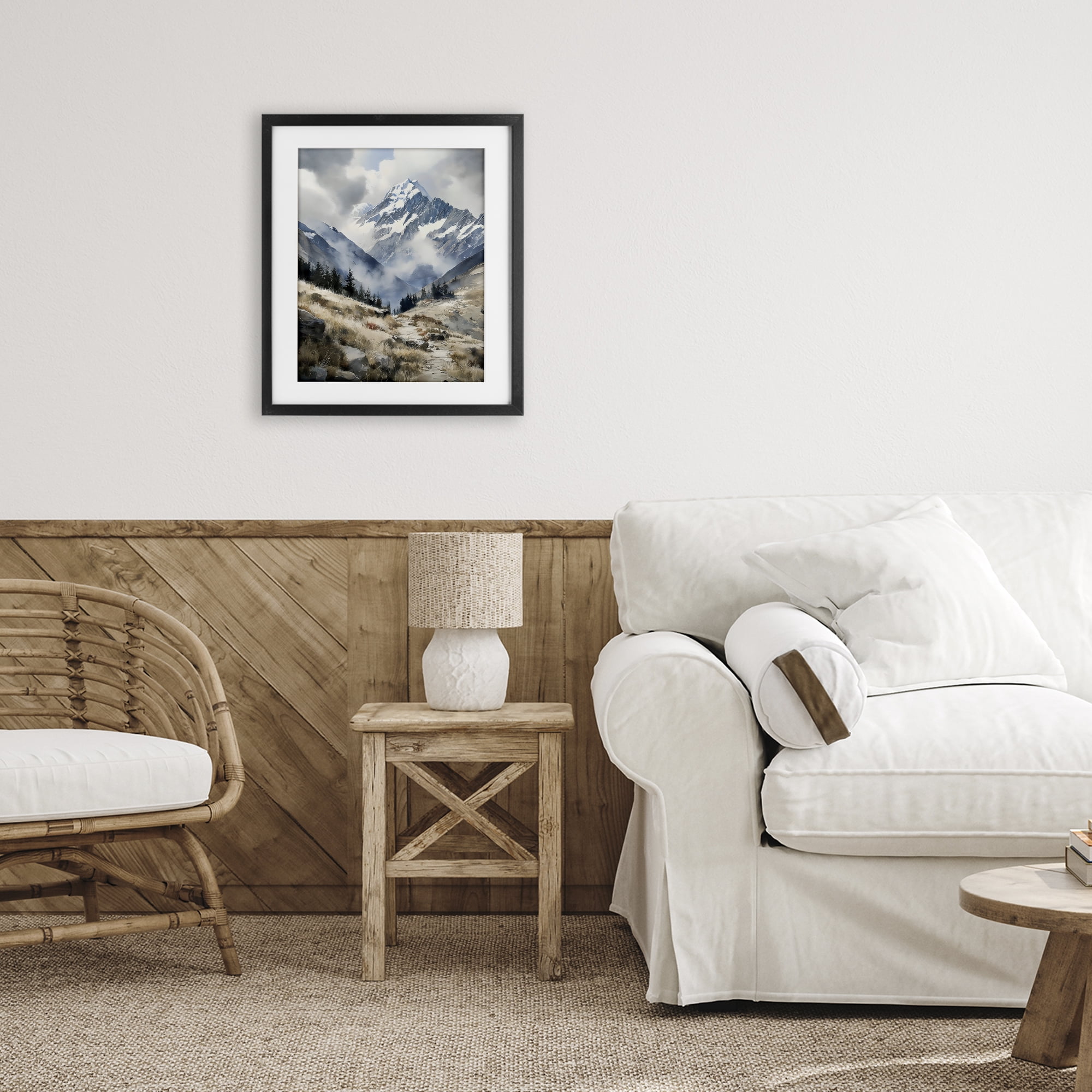 Stupell Industries Snow Caps Mountain Peaks Black Framed Print Under Glass, design by Franklyn Gregory