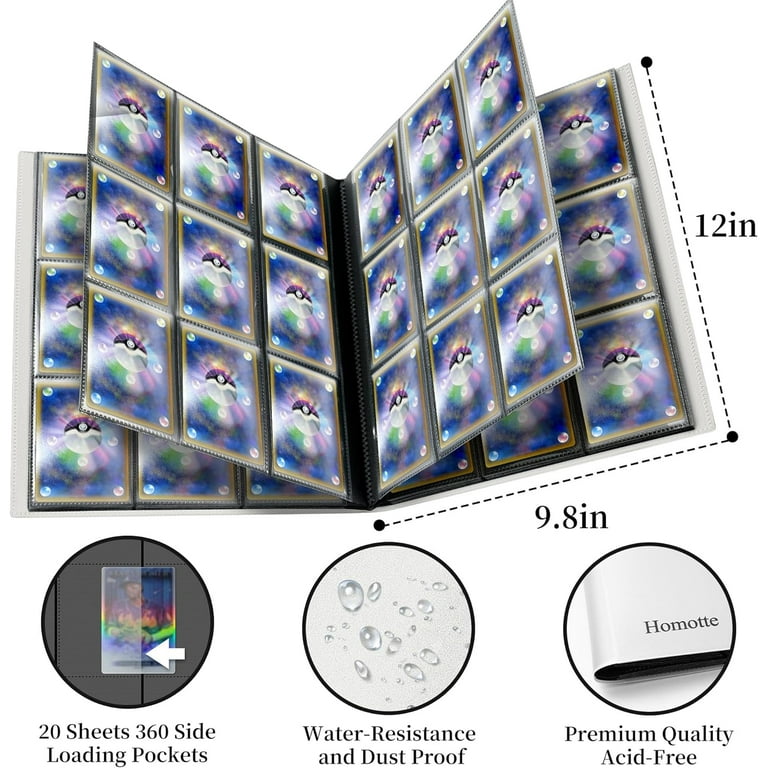 Homotte Waterproof Trading Cards Binder, 9 Pockets per Page, Holds