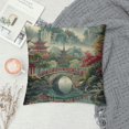 thumbnail image 2 of PRATYUS Charcoal Coral Pagoda Pillow Covers Chinoiserie Throw Pillow Cover Charcoal Coral Asian Pillow Case Cushion Cover Home Decor for Couch Bedroom Living Room White, 2 of 5