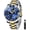 Silver Gold Blue, variant on Quartz Watches for Men,Luxury Big   Accented Analog Watch,Stainless Steel  Mens Watches,Date Luminous Business Dress Watch for Men