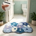 thumbnail image 4 of Colorful Flower Patterns Bathroom Absorbent Bath Mat Flower Shape Soft Antiskid Waterproof Comfortable Decor Rug, 4 of 6