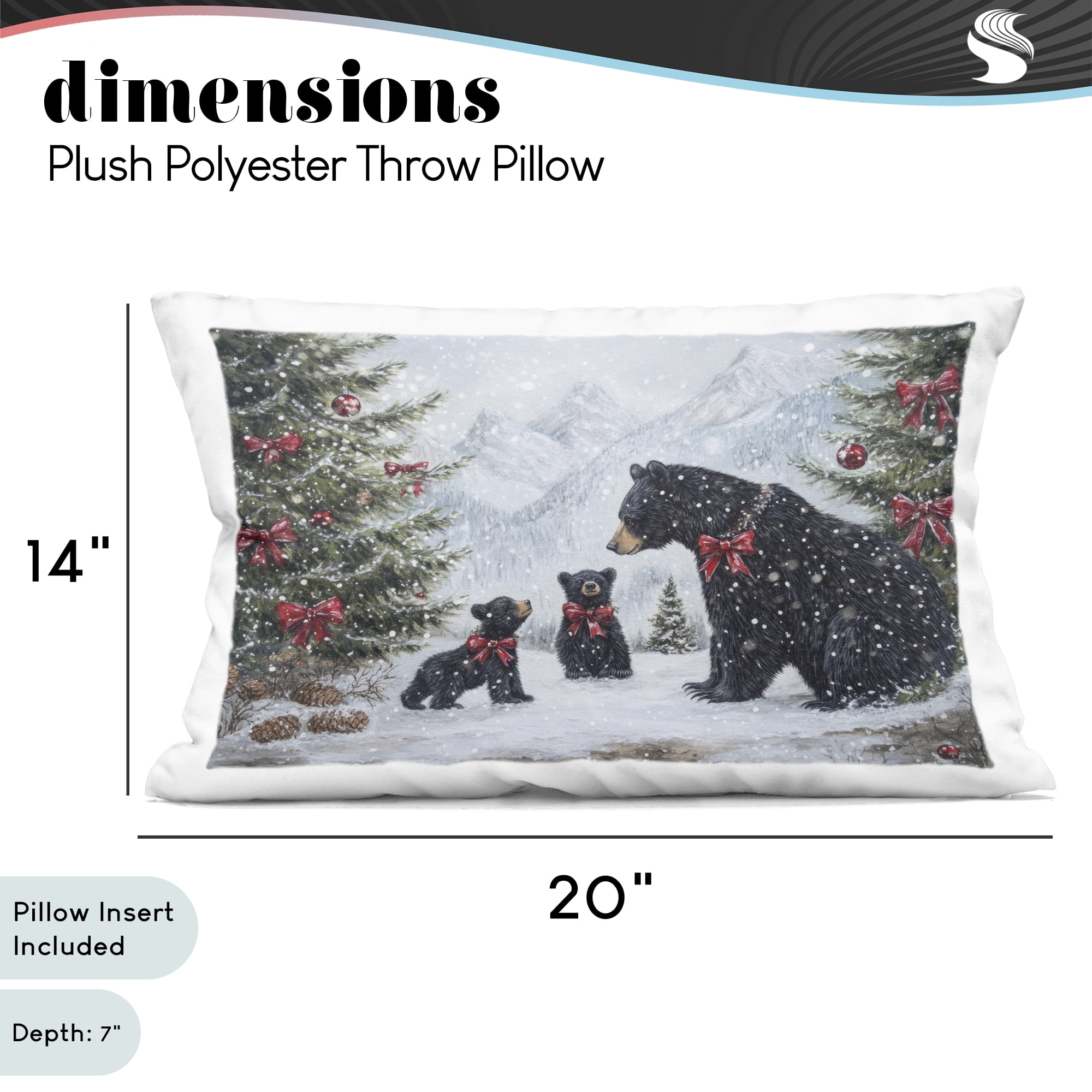 Stupell Industries Christmas Black Bears Decorative Printed Throw Pillow, design by Tina LeCour