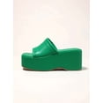 thumbnail image 5 of Women Single Band Wedge Sandals Fashion Wedge Slide Sandals  Green Fashionable Solid Color Wedge Heel Slides, 5 of 6
