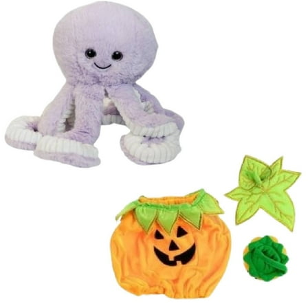 16-Inch Ocean The Octopus and Halloween Pumpkin Outfit - Spooky and Fun Stuffed Animal for Kids - Soft and Cuddly Octopus Doll - Ideal for Halloween