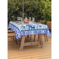 thumbnail image 3 of Outdoor Tablecloth with Umbrella Hole for Patio/Picnic/Party/Camping, Ocean Archor Waterproof Table Cloth Rectangle Table Cover Washable, Summer Rustic Nautical Coastal Beach Blue Stripes (60"x 84"), 3 of 8