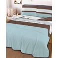 thumbnail image 3 of Quilts Twin Size, Blue Brown Morocco Soft Comforter Bedding Set for Bed, Geometric Stripes Aqua Stitching Lightweight Quilted Bedspread with Pillow Cover(2 Pieces) for All Season, 68x86 Inch, 3 of 6