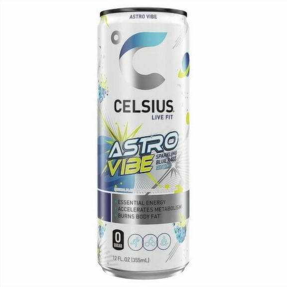 Celsius Live Fit Astro Vibe Sparkling Blue Razz Energy Drink Edition, 12 fl oz( pack of 1 )
