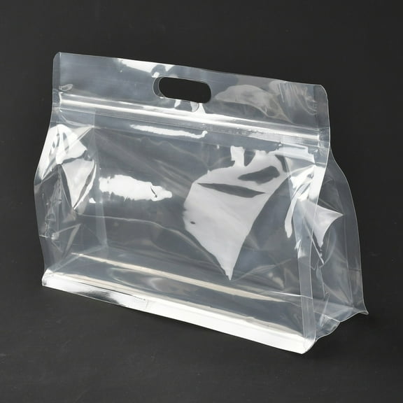 Transparent Plastic Zip Lock bag Plastic Stand up Pouch Resealable Bags with Handle Clear 19.2x26x0.08cm