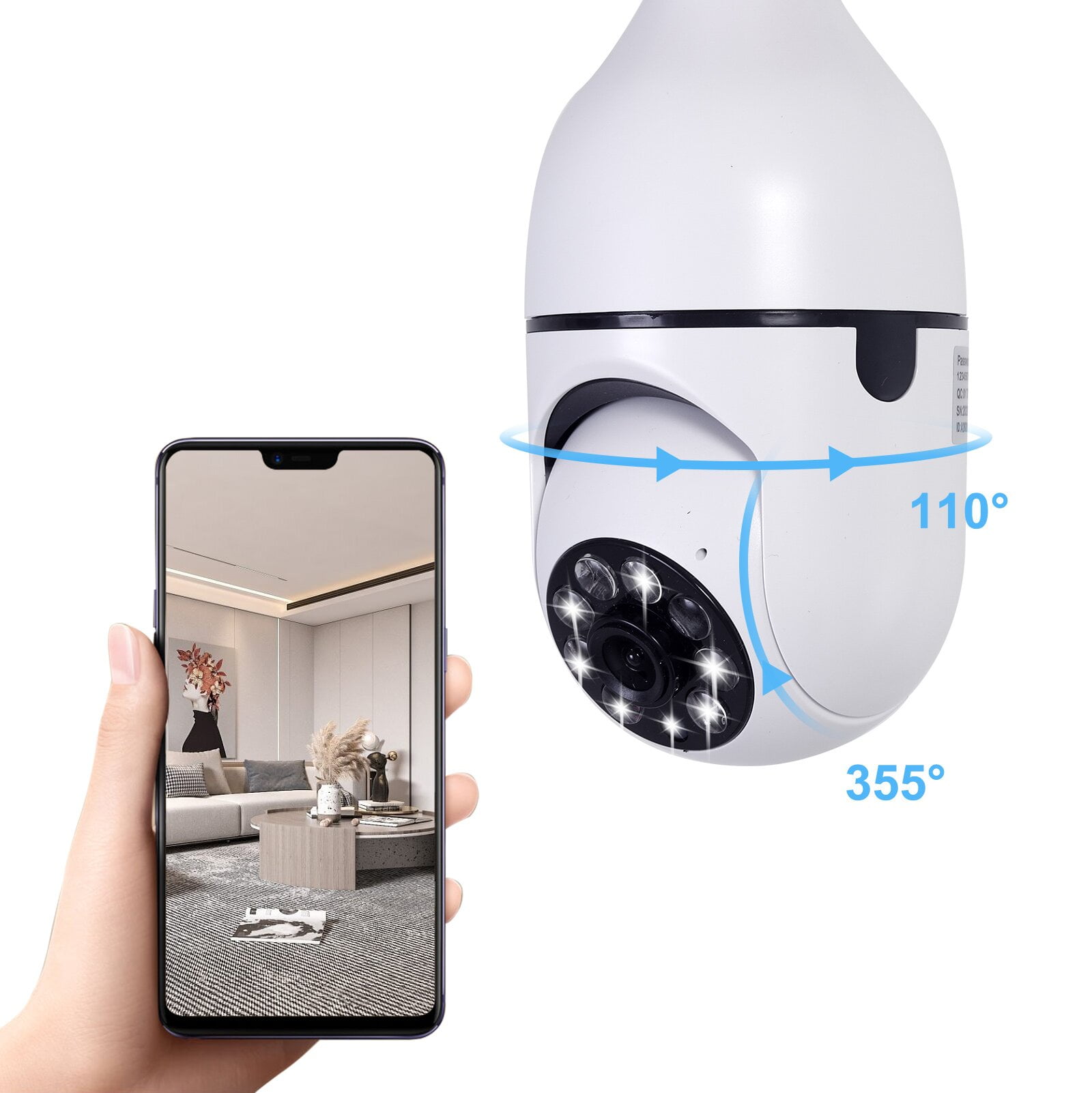 Light Bulb Camera, E27 Outdoor Camera Light Bulb for Home Surveillance, 1080P Security Camera